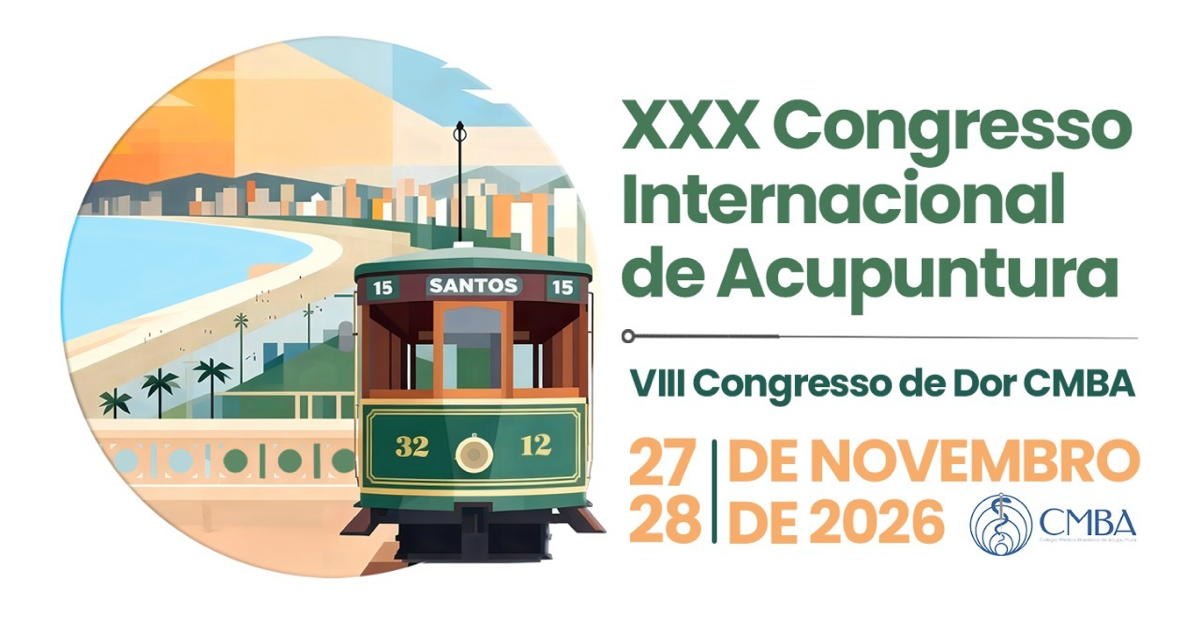 Identidade visual do XXX Congresso Internacional de Acupuntura do CMBA 2026 em Santos